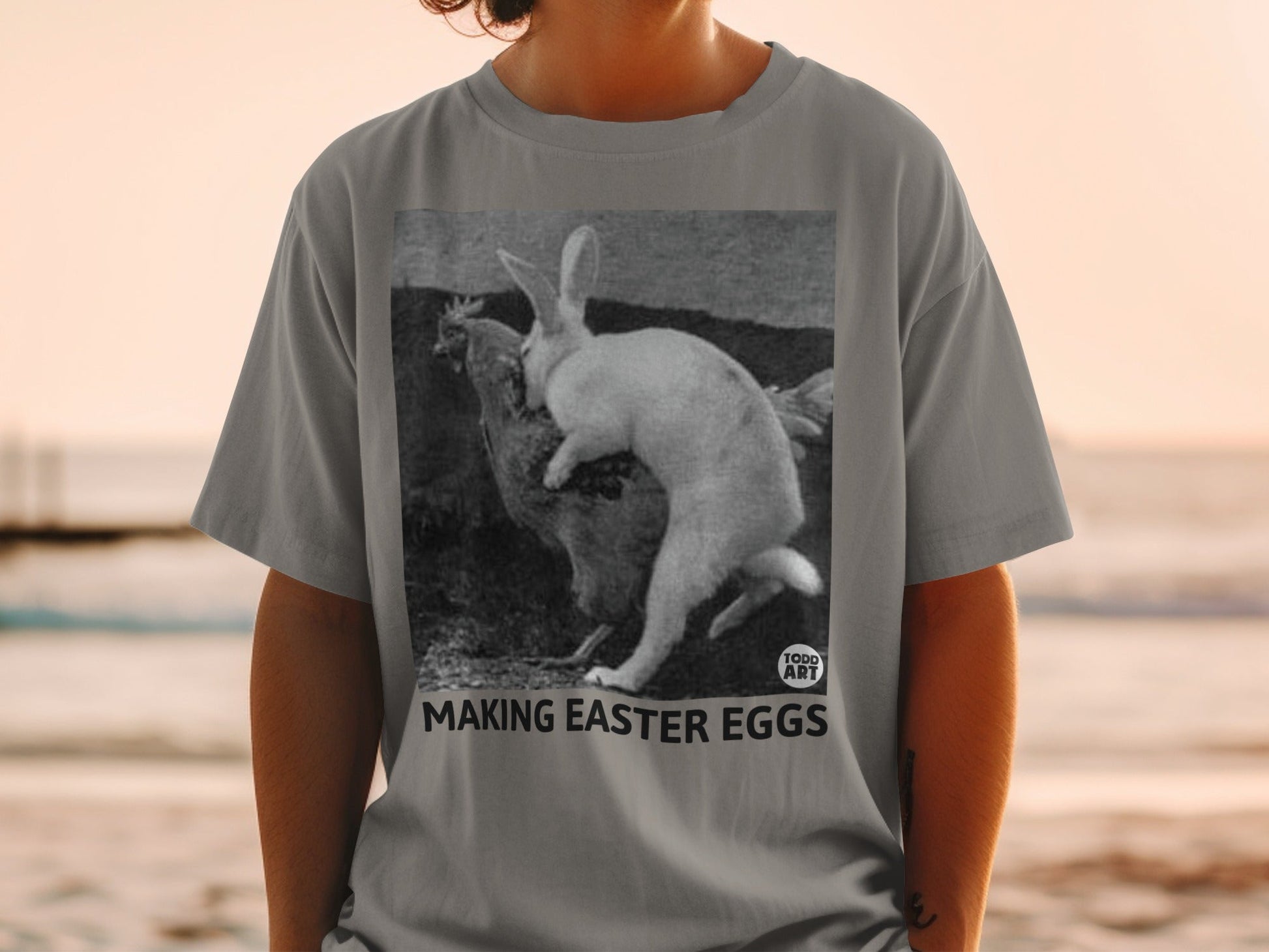 Funny Making Easter Eggs Graphic T-Shirt for Adults