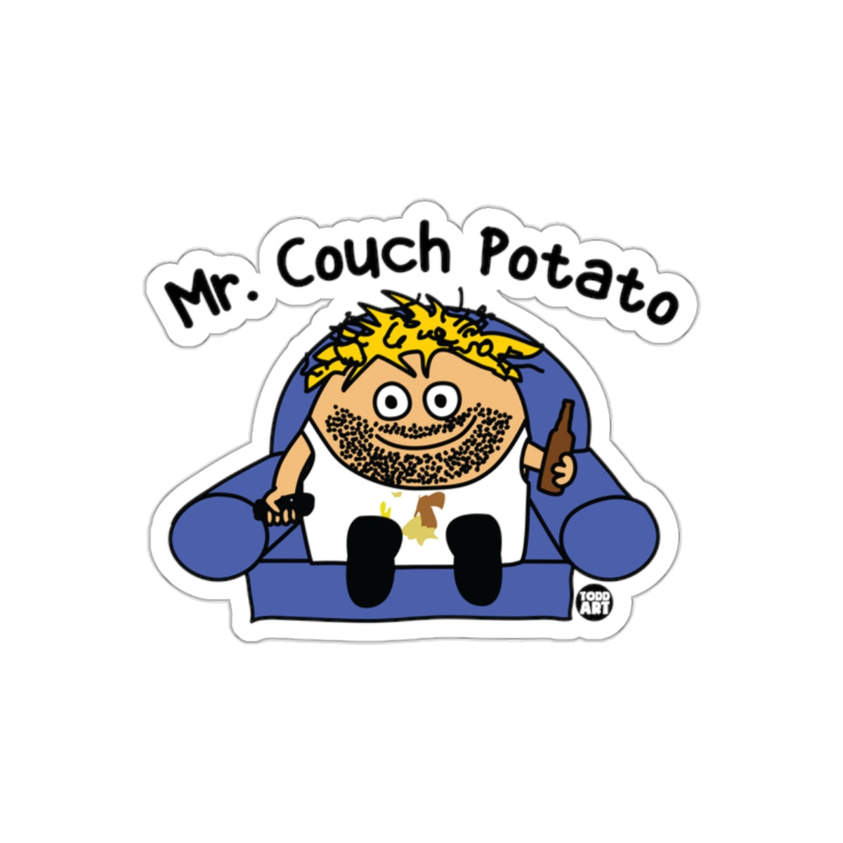 Funny Mr. Couch Potato Graphic Sticker for Lazy Days
