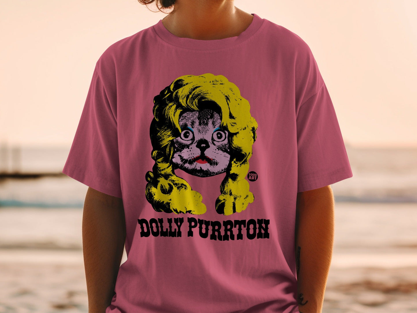 Funny Dolly Purrton Graphic Cat Lover T-Shirt