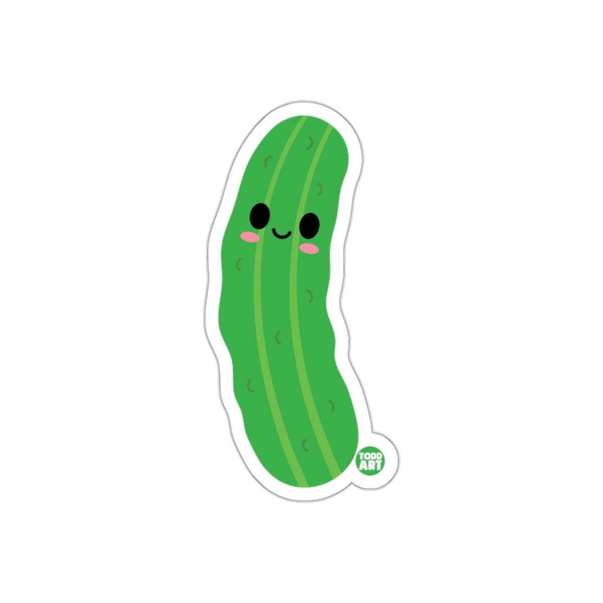 Cute Smiling Green Pickle Sticker for Fun Decor