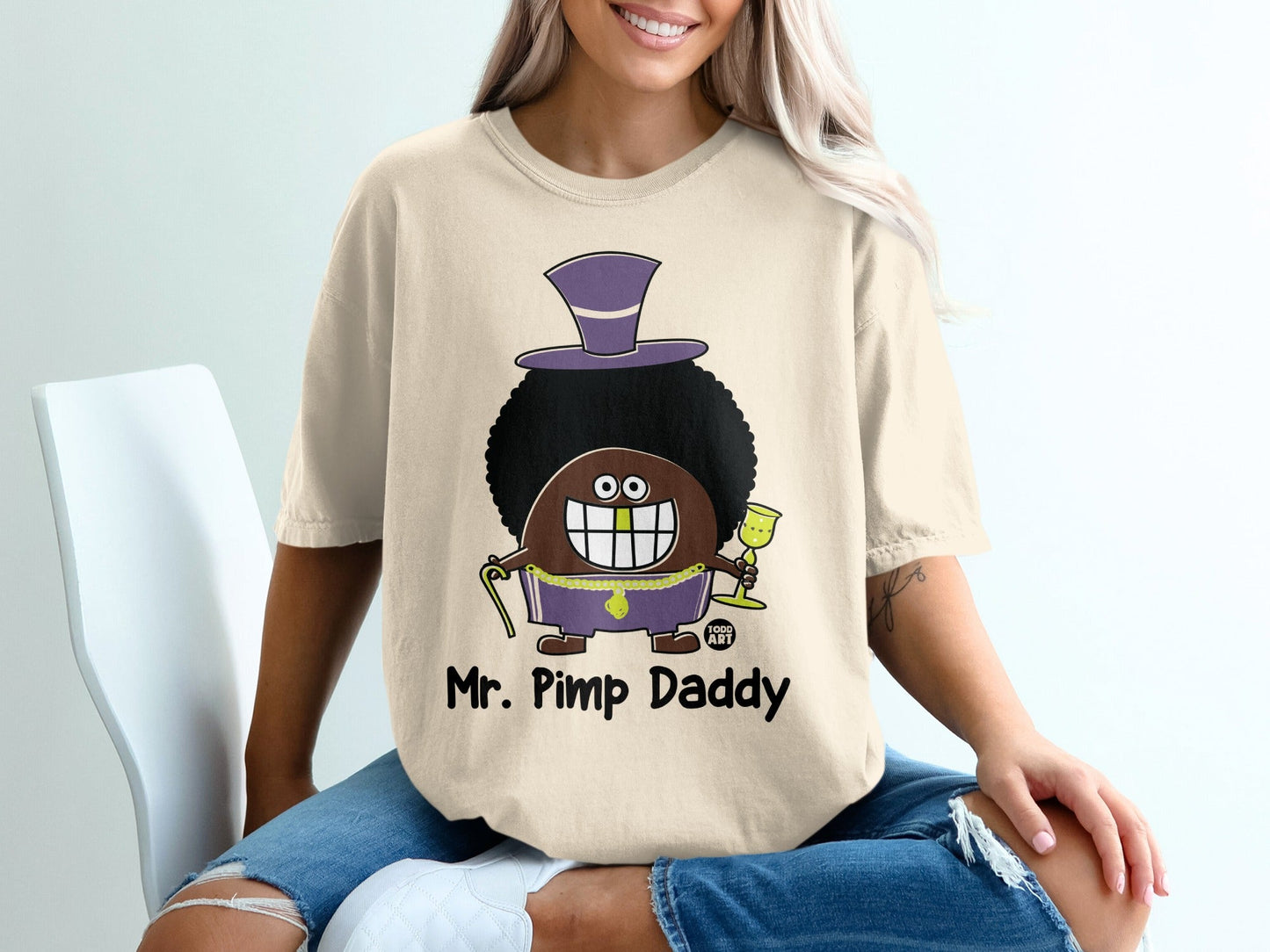 Mr. Pimp Daddy Graphic Tee Funny Illustrated T-Shirt