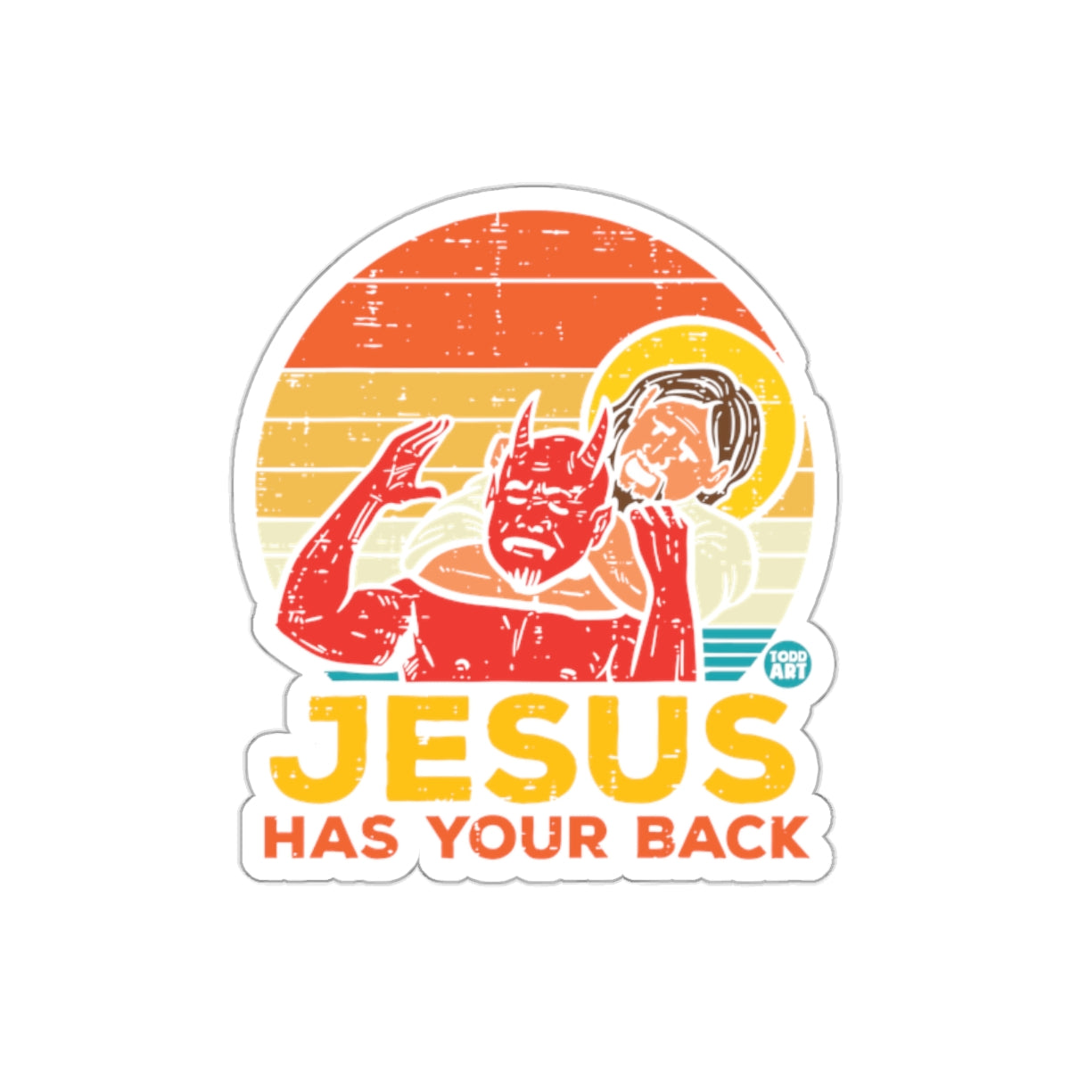 Jesus Has Your Back Retro Design Sticker