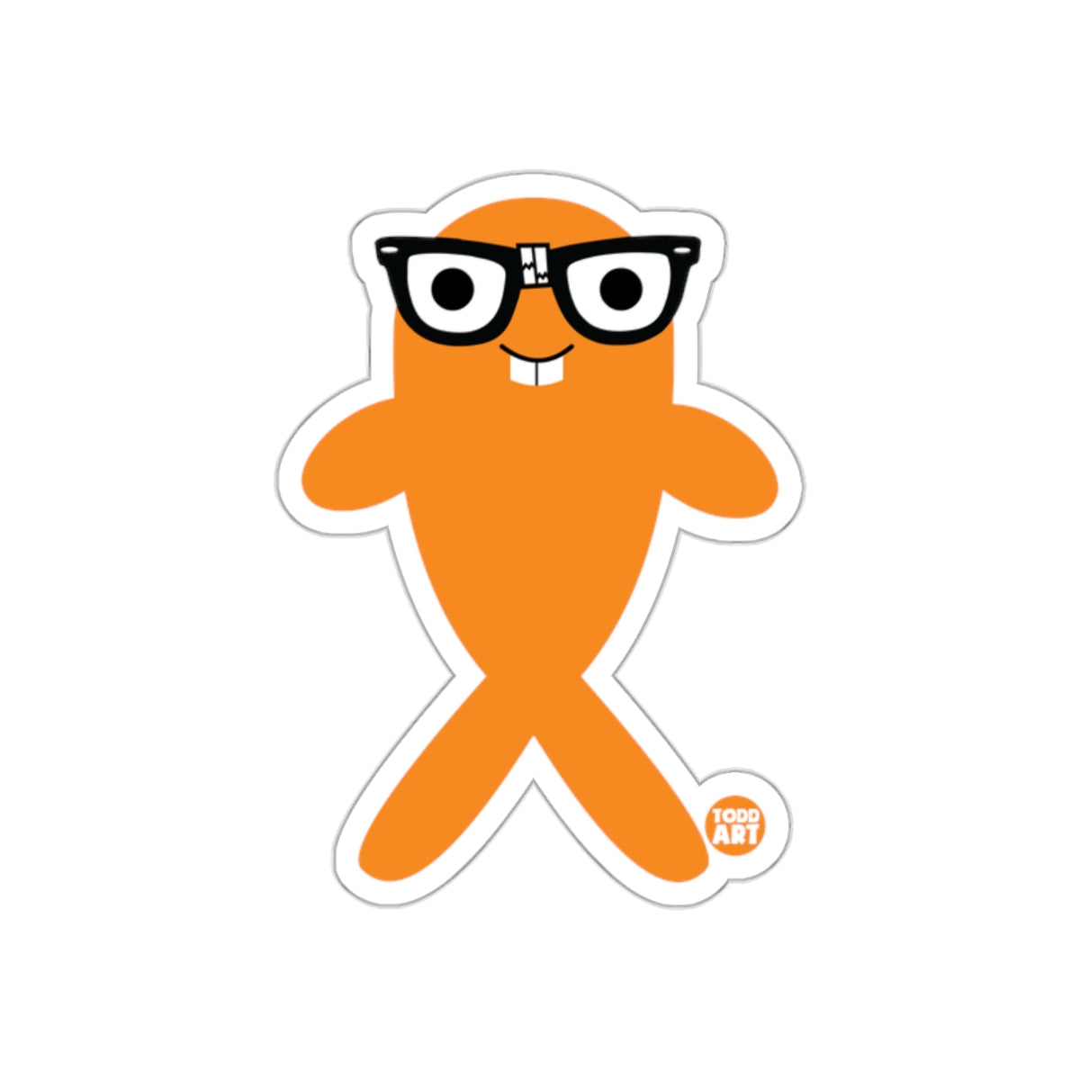 Cute Orange Character Wearing Glasses Animal Sticker