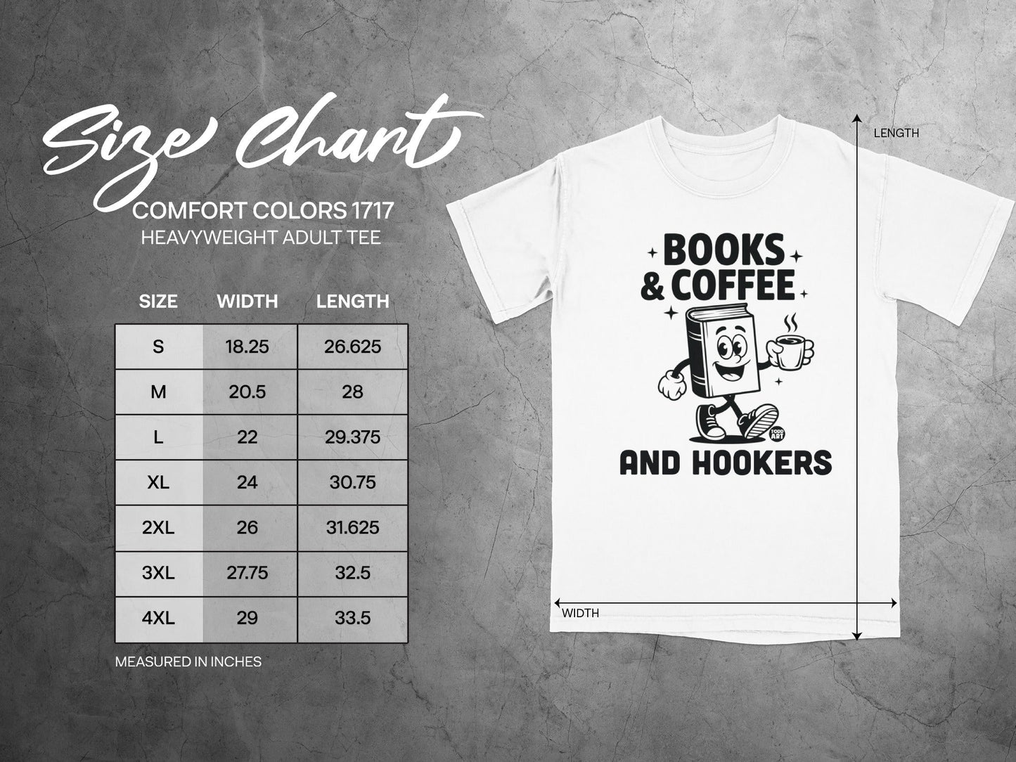 Books and Coffee and Hookers Heavyweight Adult Tee