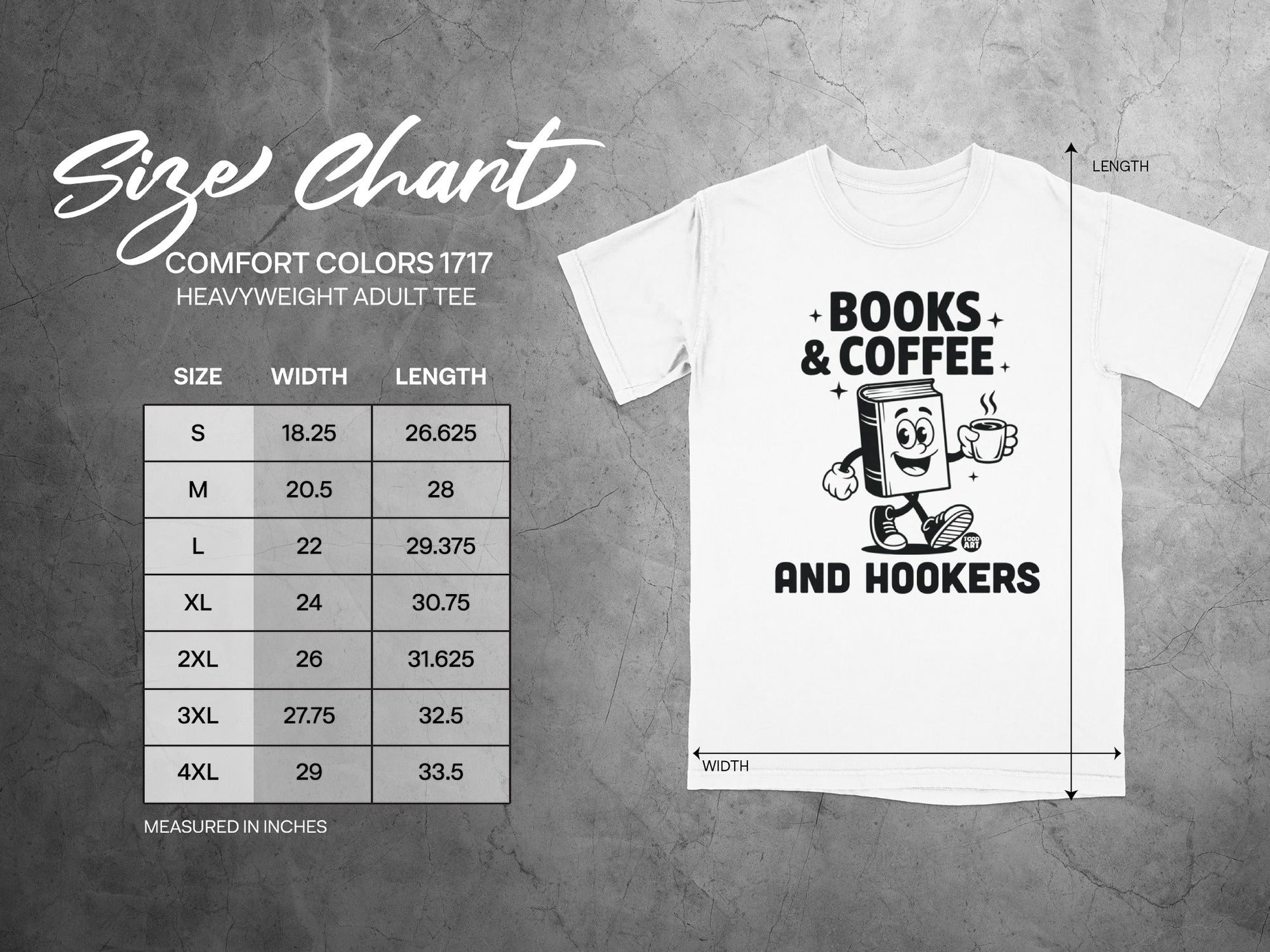 Books and Coffee and Hookers Heavyweight Adult Tee