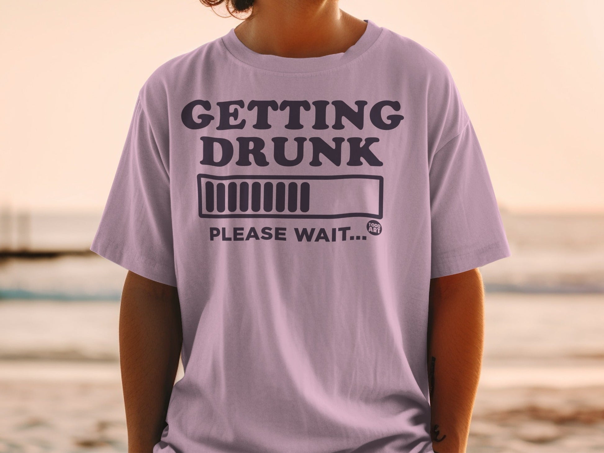 Getting Drunk Please Wait Funny Graphic T-shirt