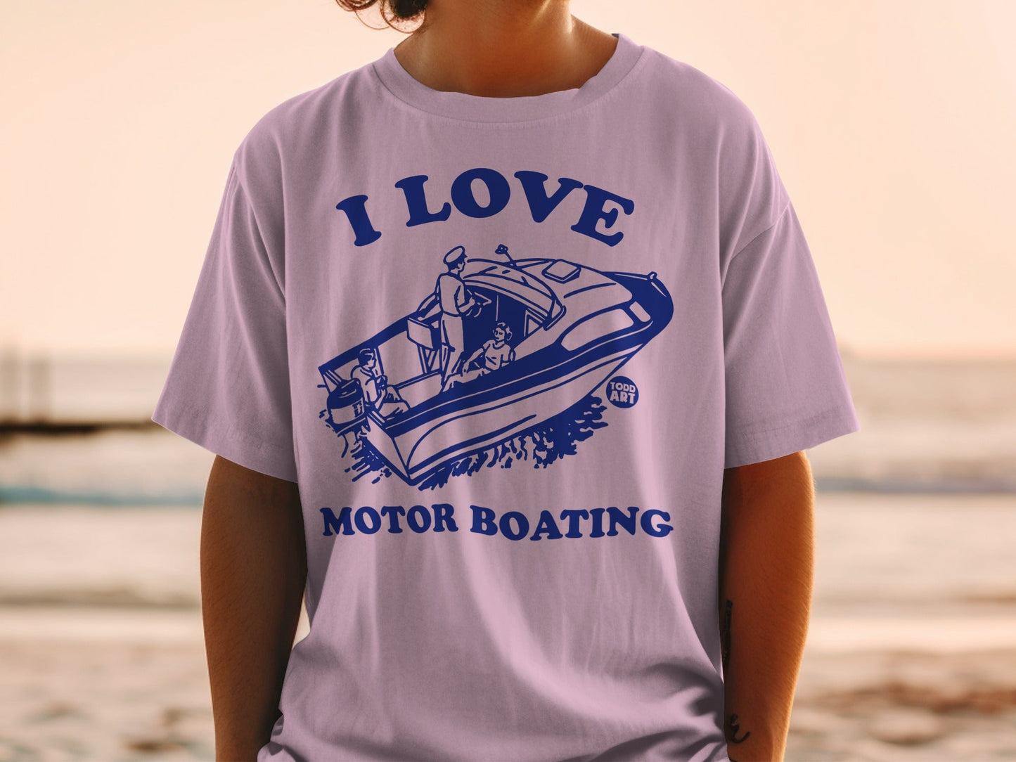 I Love Motor Boating Graphic Tee Shirt Retro Style