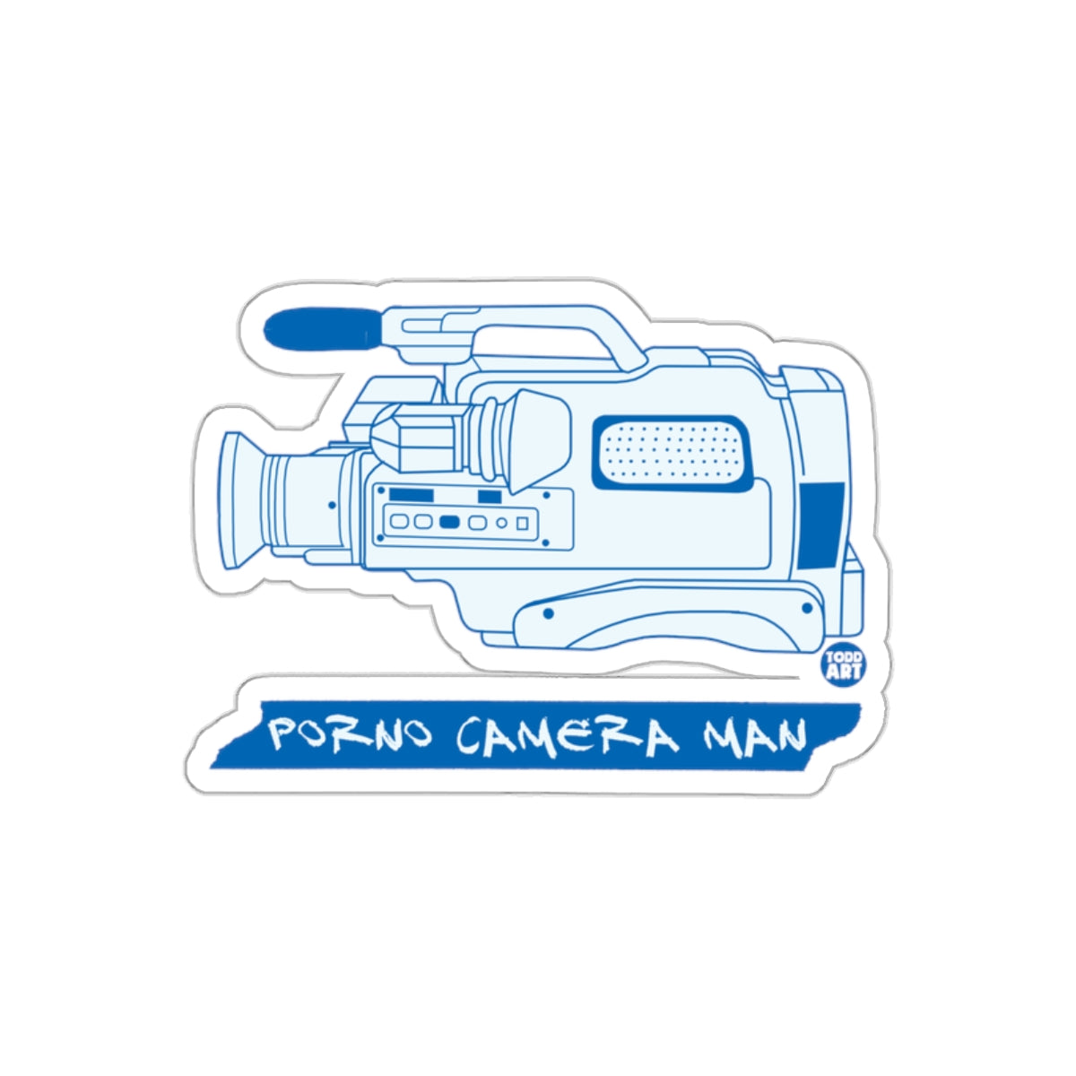 PORNO CAMERA MAN Blue Artwork Sticker