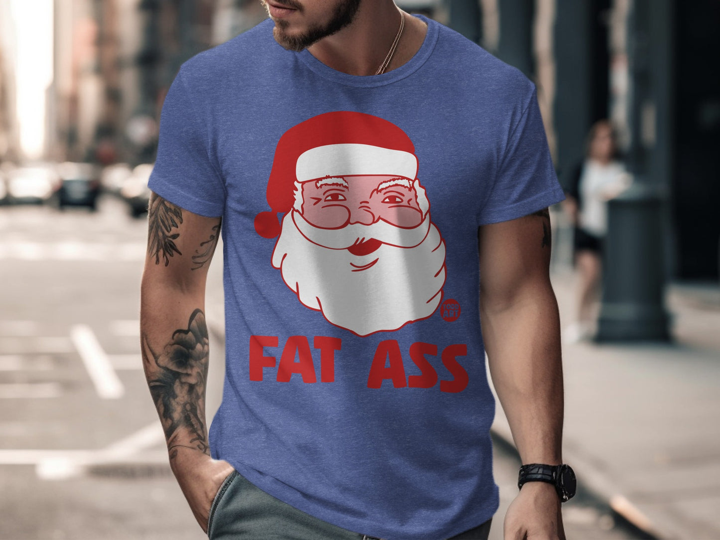 Funny Santa Fat Ass Graphic T-shirt Christmas Shirt