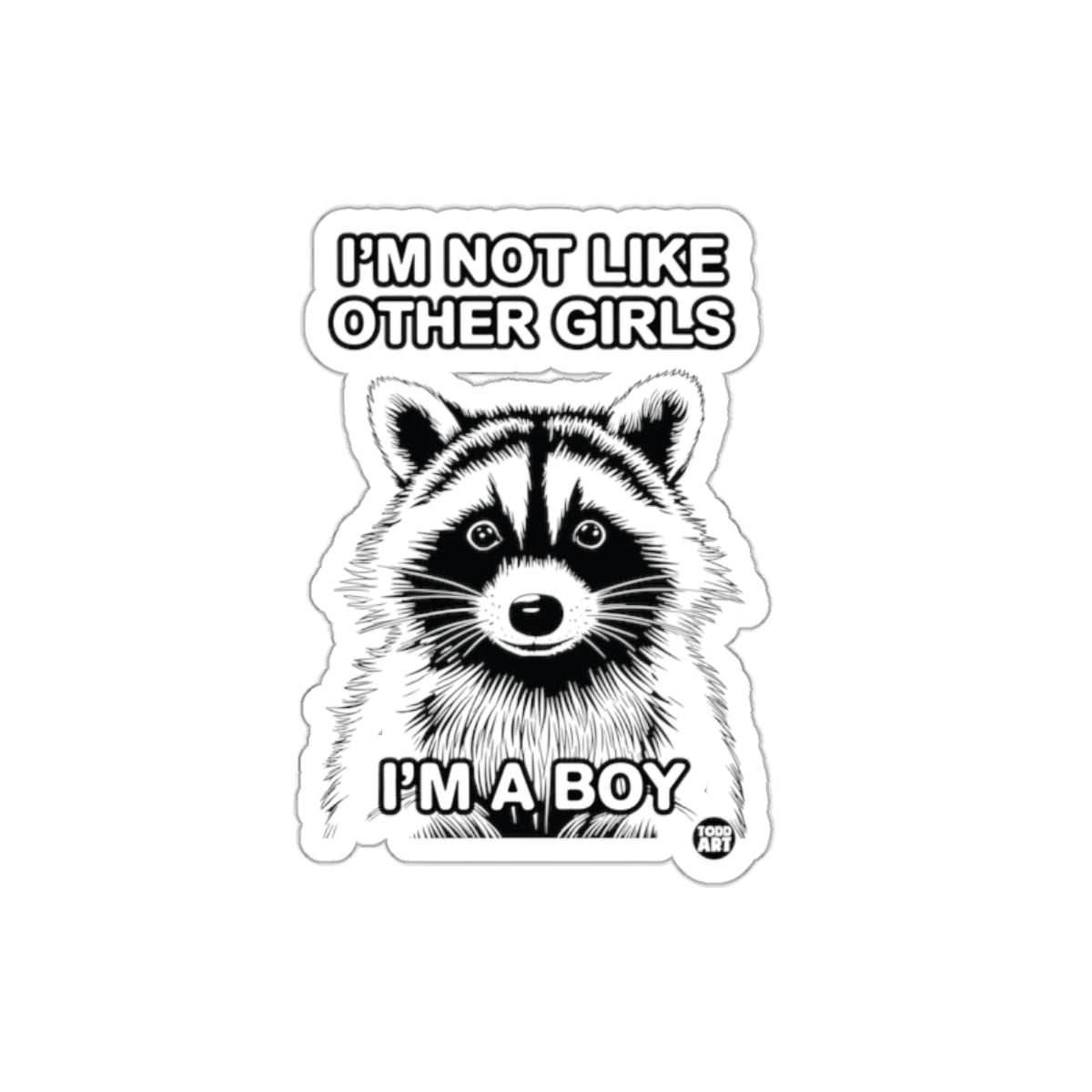 I am Not Like Other Girls Raccoon Boy Funny Stickers