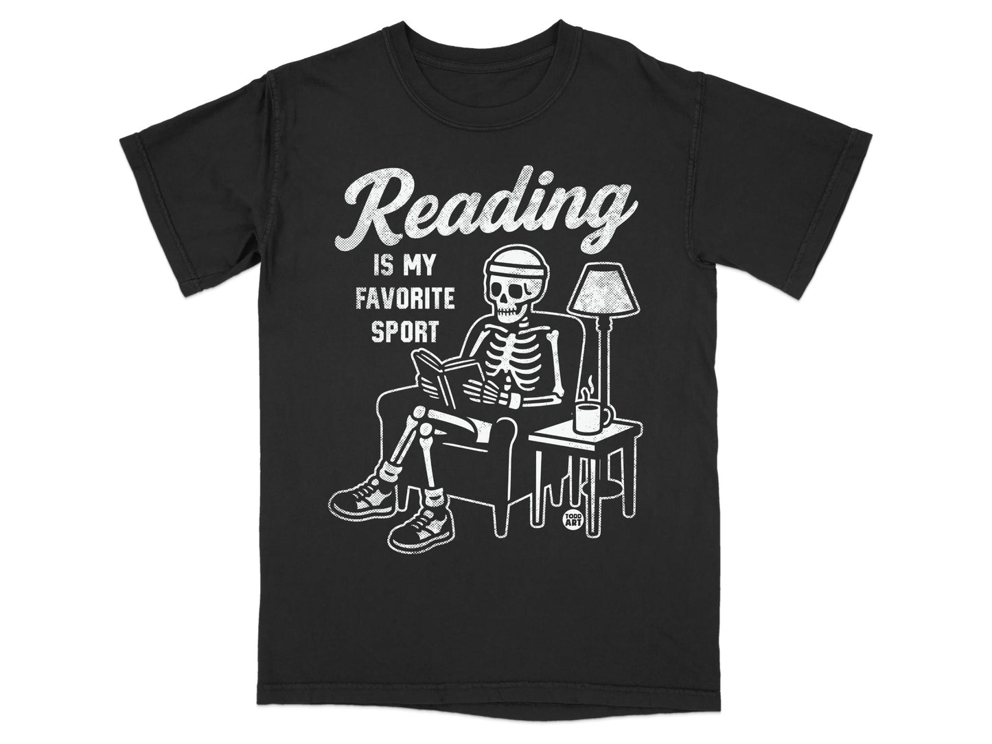 Reading Is My Favorite Sport Skeleton Graphic T-Shirt
