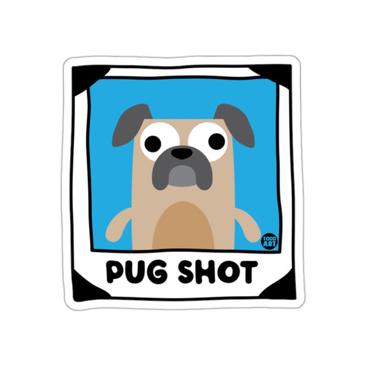 Cute Pug Shot Cartoon Sticker Fun Pet Art Design