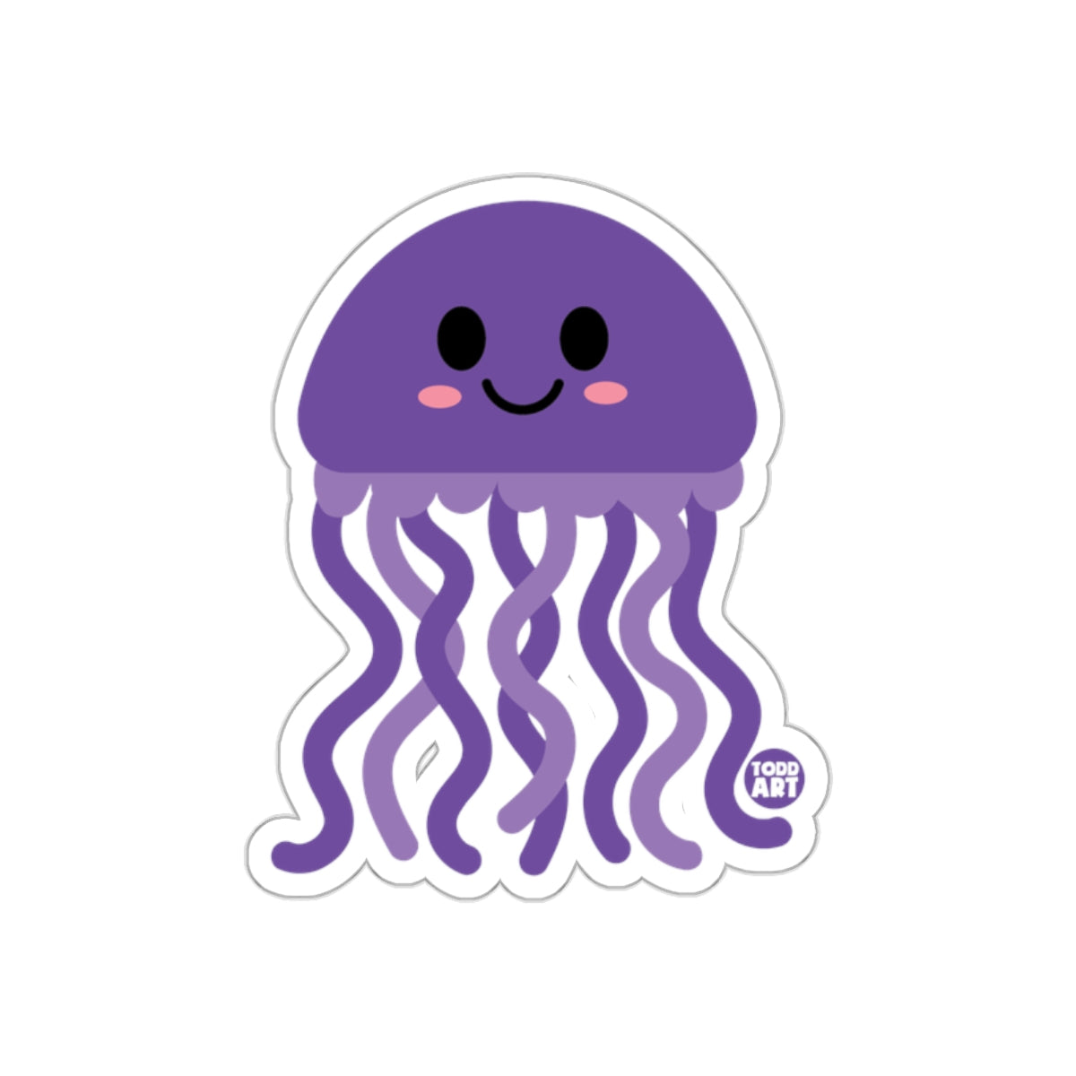 Cute Purple Smiling Jellyfish Sticker for Kids Adults