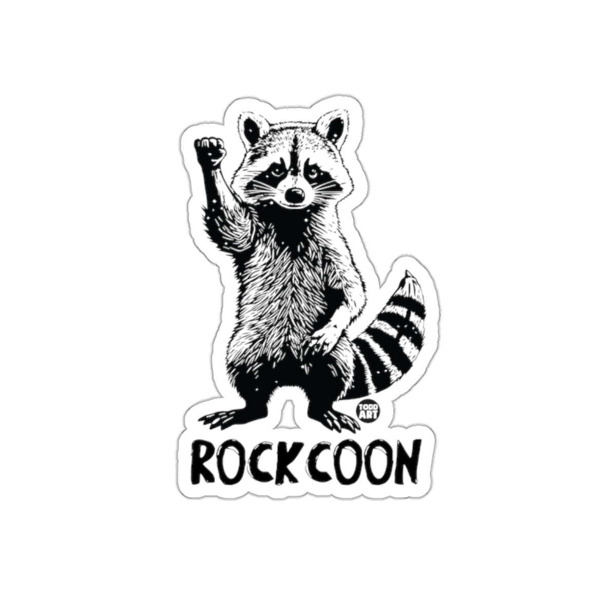 RockCoon Cute Raccoon With Raised Fist Design Stickers