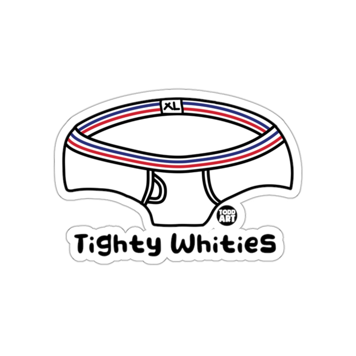 Tighty Whities XL Sticker with Retro Style Design