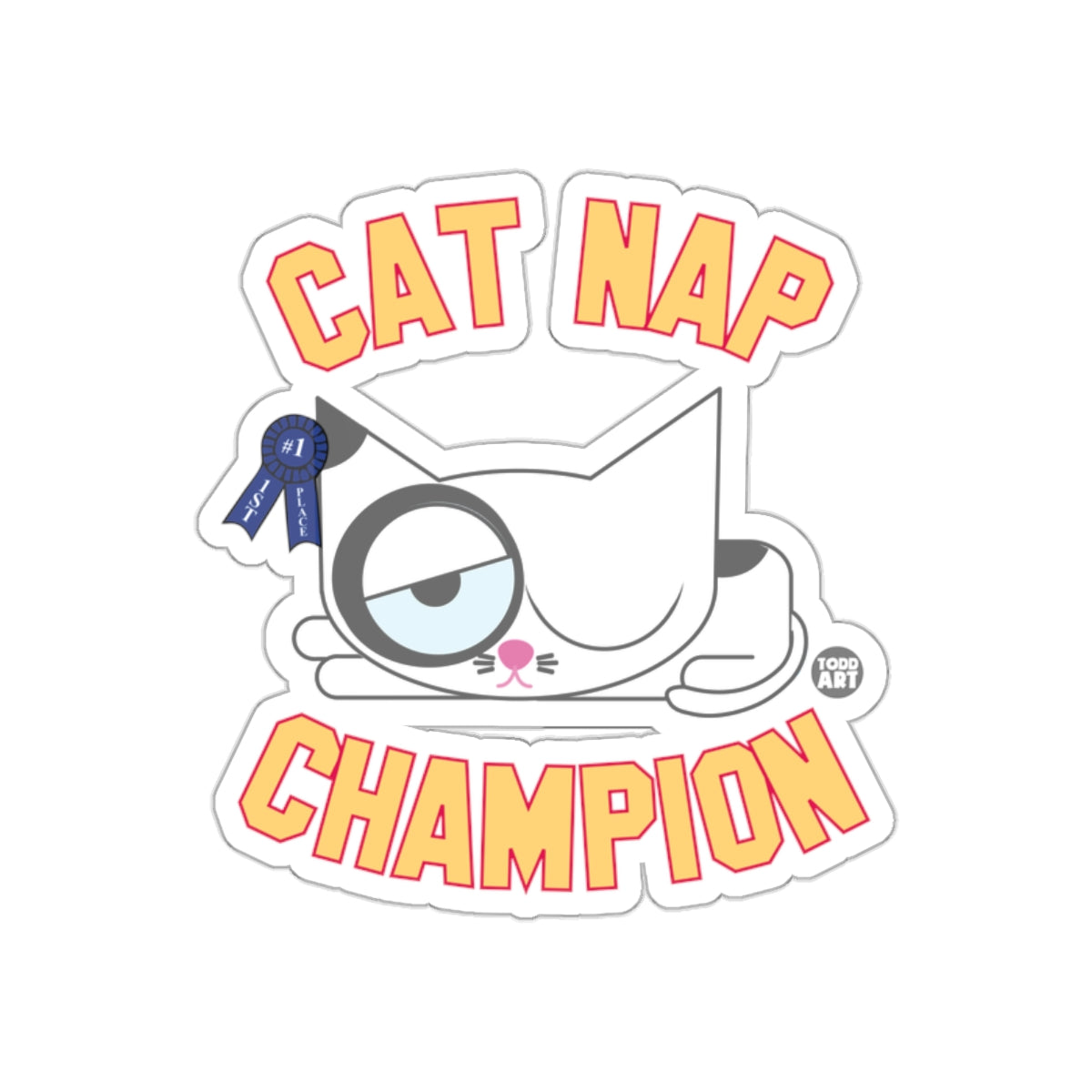 Cat Nap Champion Funny Sticker for Cat Lovers