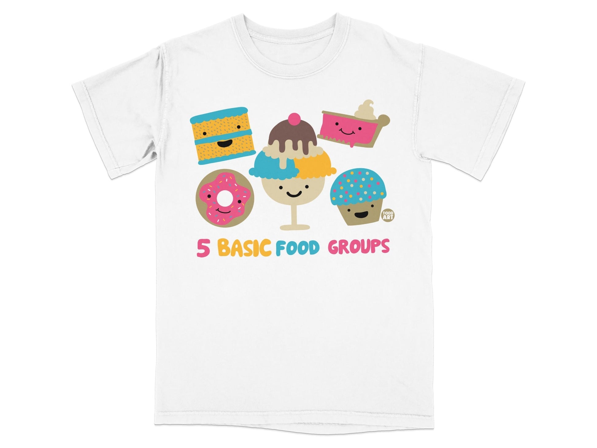 5 Basic Food Groups Colorful Fun Graphic T-shirt