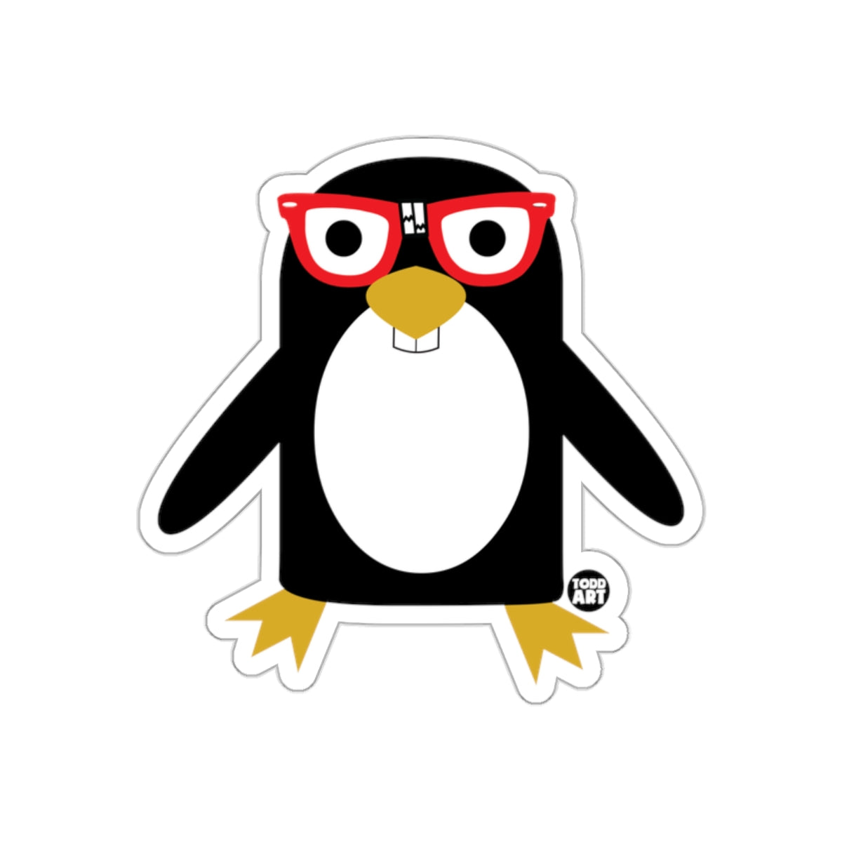 Cute Penguin With Red Glasses Todd Art Sticker Decal