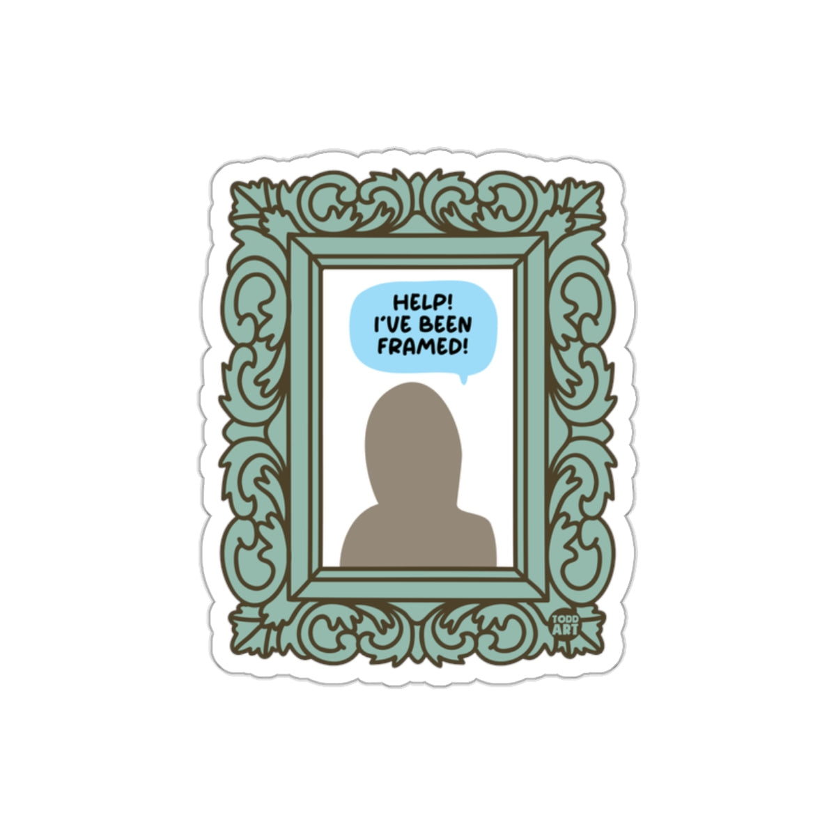 Help I've Been Framed Humorous Framed Art Sticker