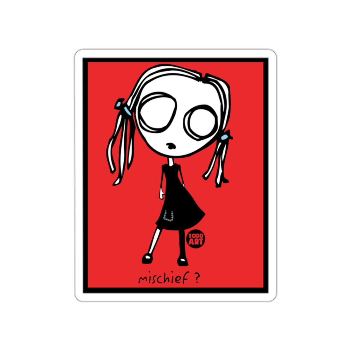 Mischief Character Art Print with Red Background