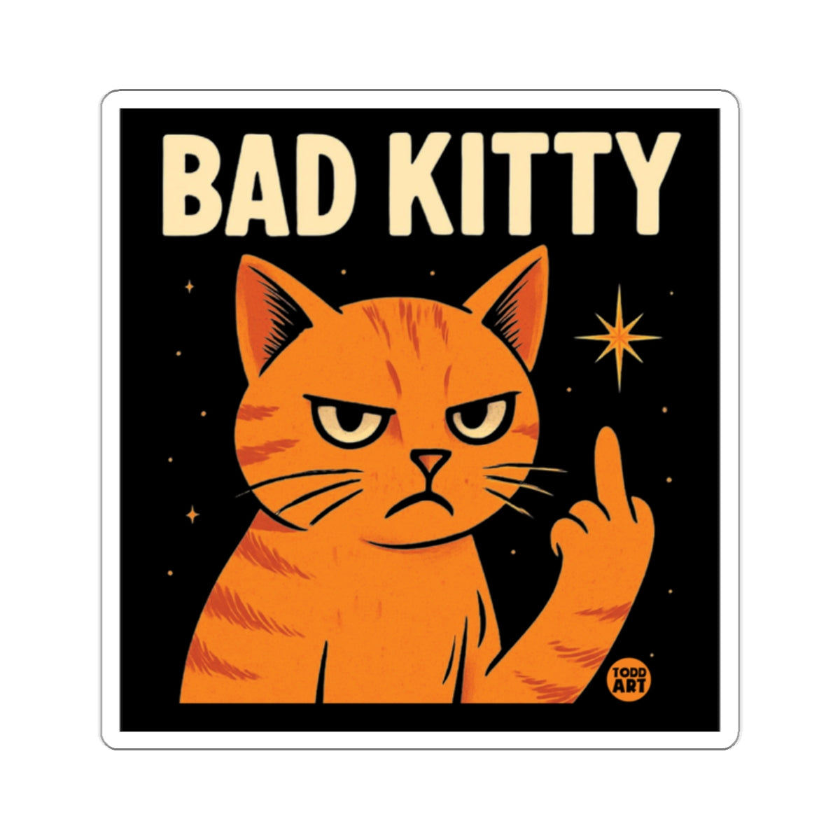 Bad Kitty Retro Style Cat Illustration Sticker