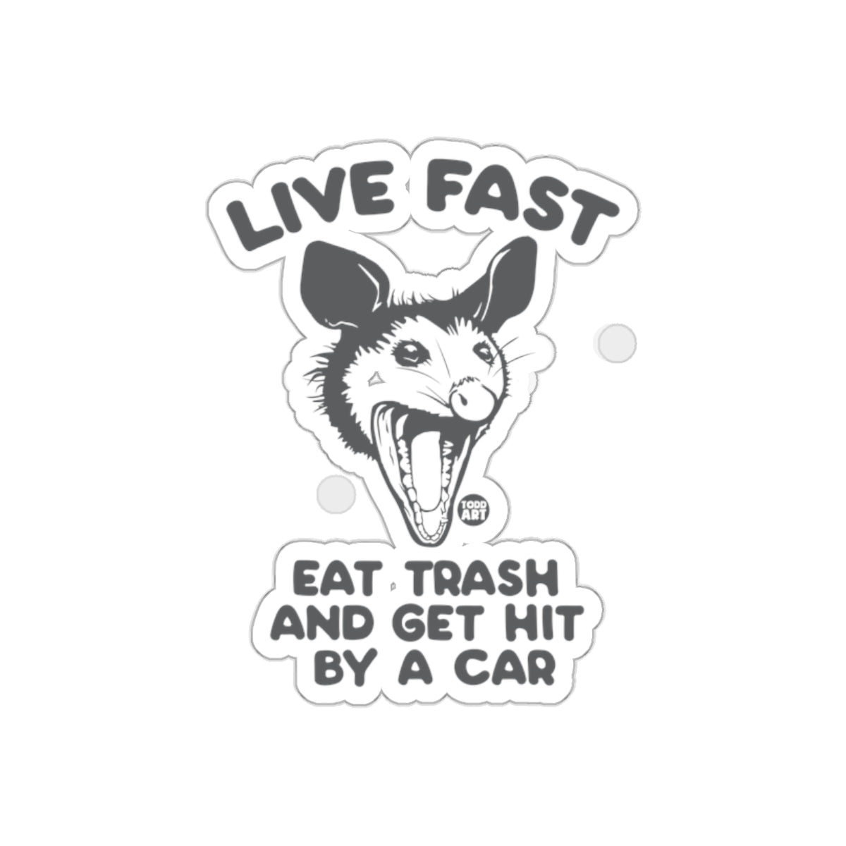 Live Fast Eat Trash Graphic Opossum Design Stickers