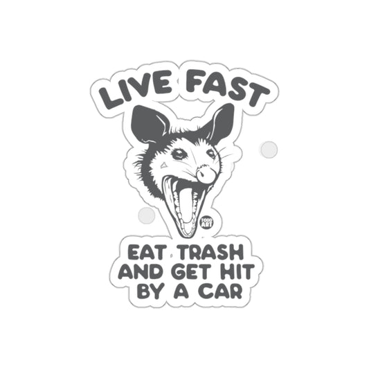 Live Fast Eat Trash Graphic Opossum Design Stickers