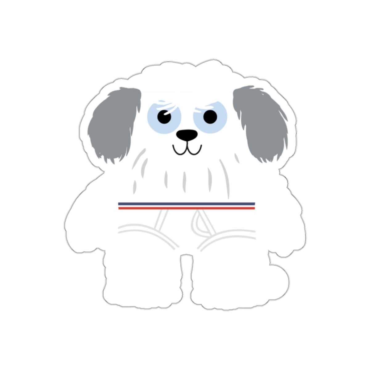 Adorable Cartoon Fluffy White Dog with Blue Eyes Sticker