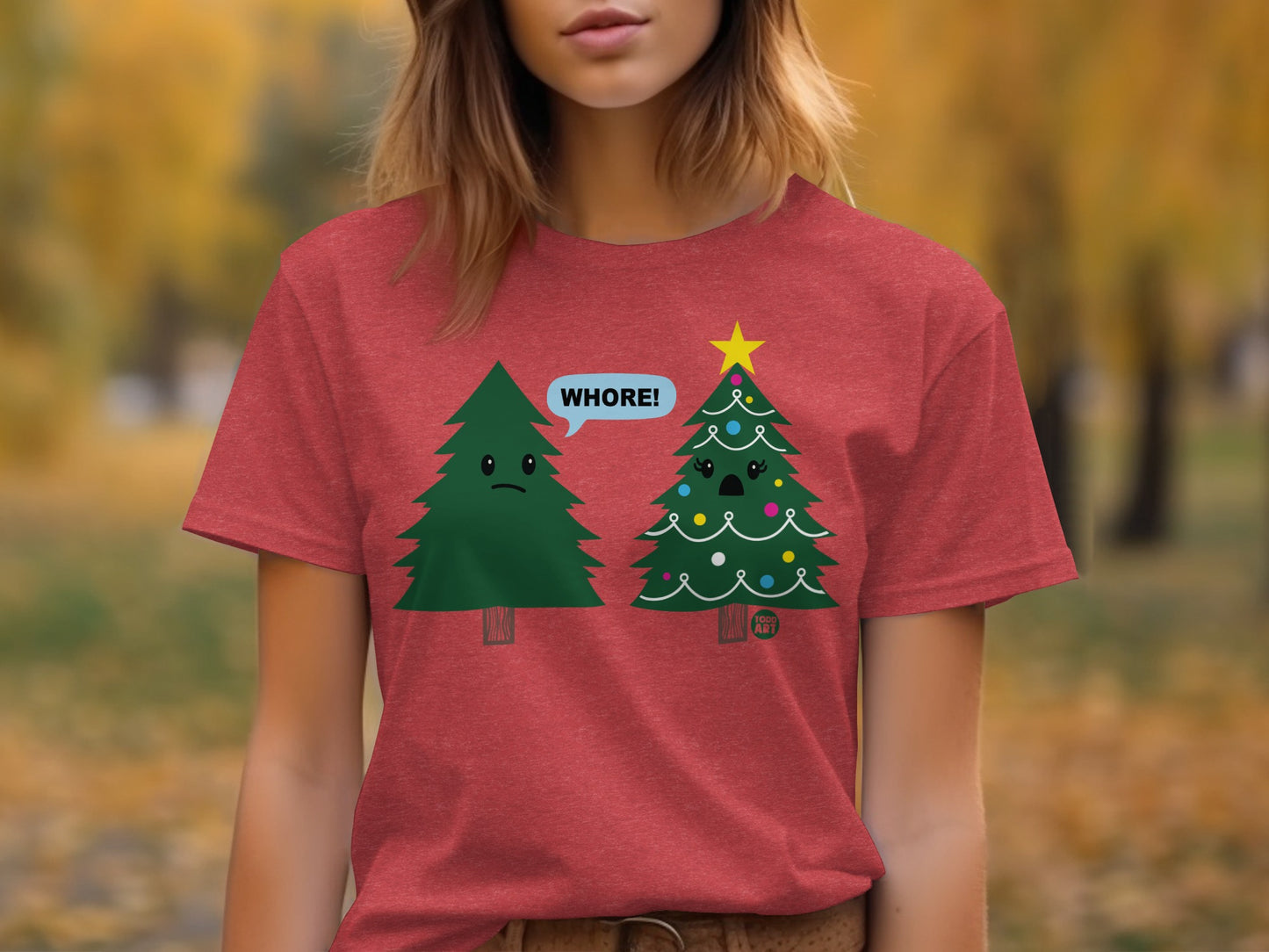 Funny Sad Christmas Tree and Decorated Tree T-shirt