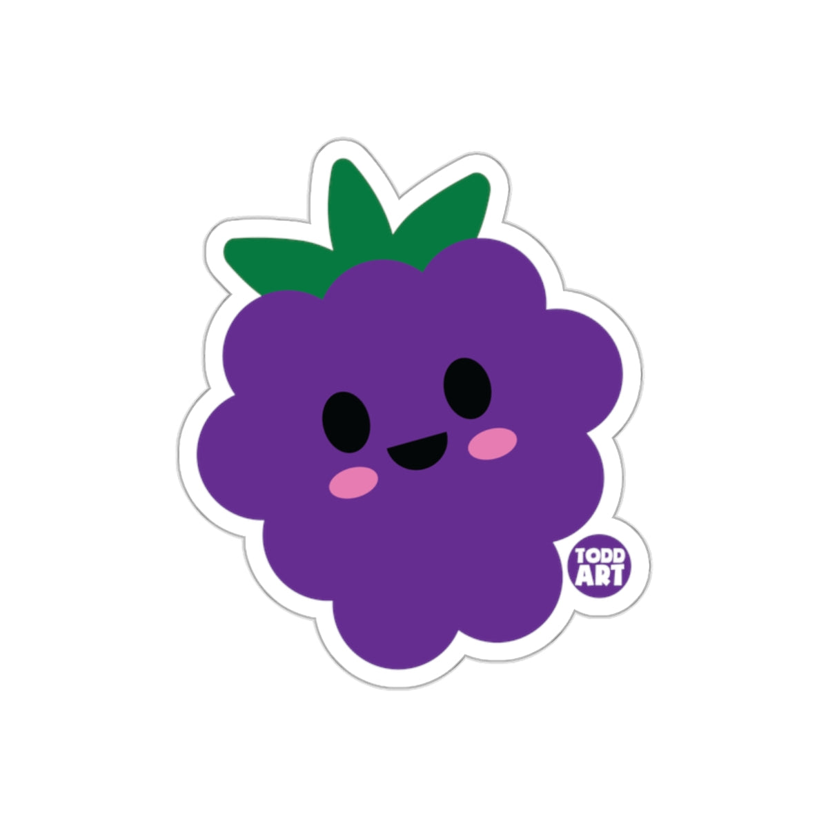 Cute Smiling Purple Cartoon Fruit Sticker Todd Art