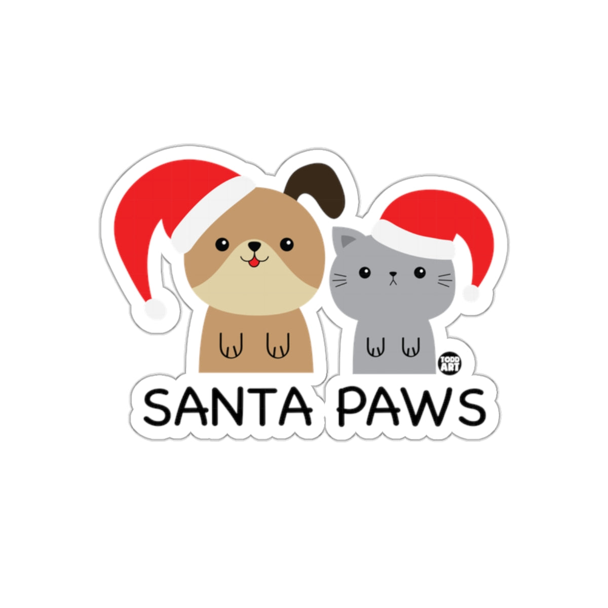 Festive Santa Paws Animal Characters Sticker Decor
