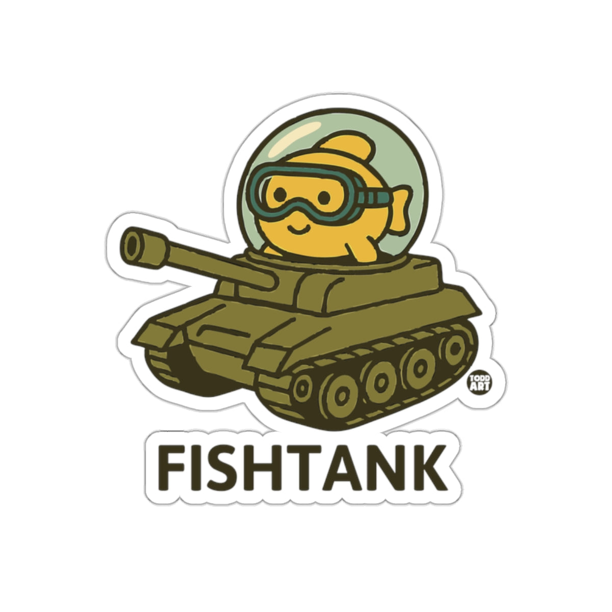 Fishtank Sticker Featuring Goldfish in Tank Design