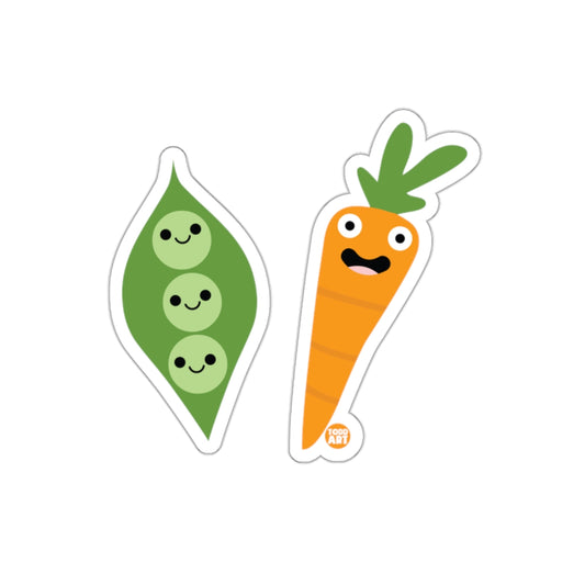 Cute Cartoon Peas and Carrot Design Sticker Set