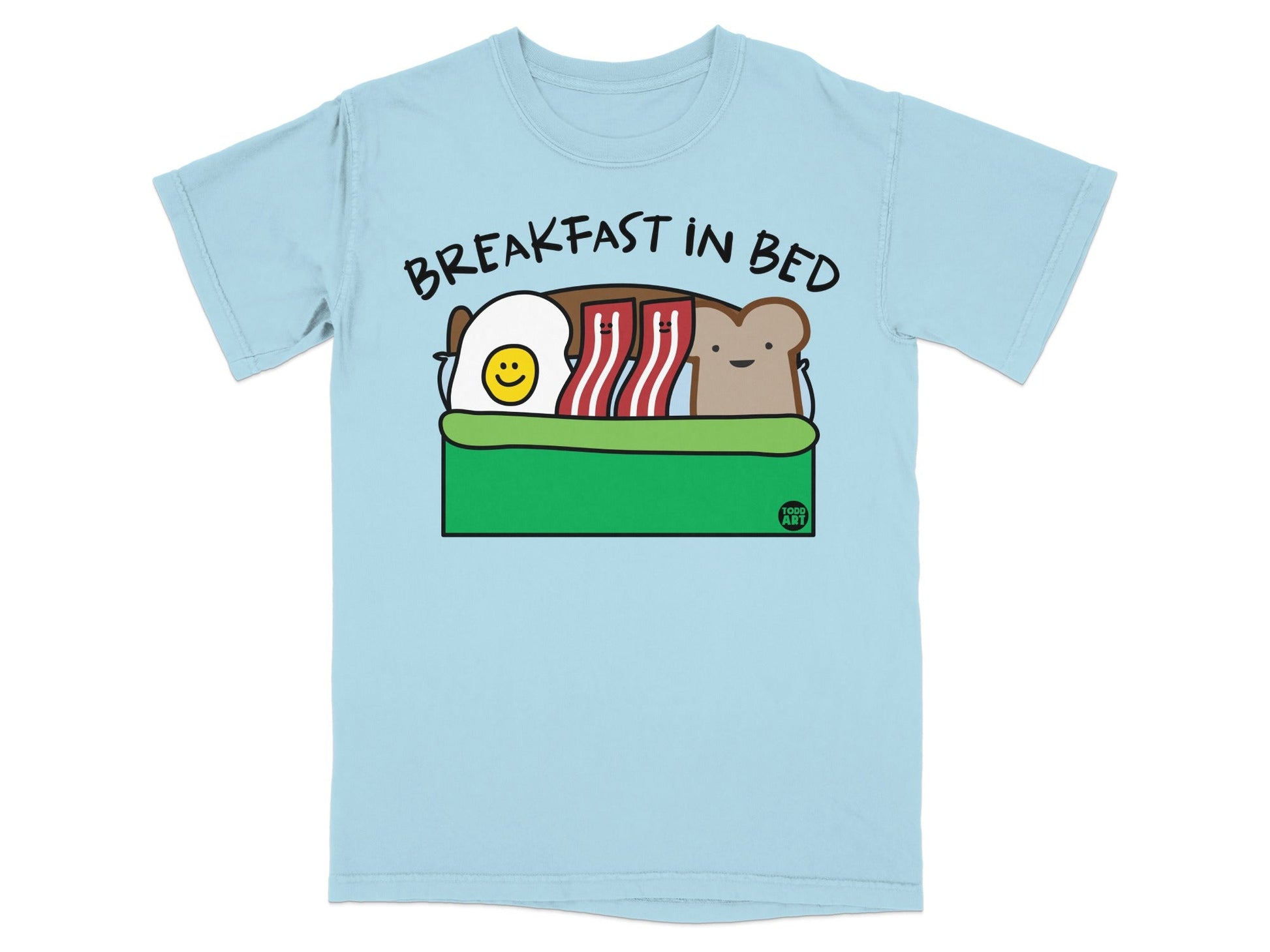 Breakfast in Bed Cute Illustrated T-Shirt