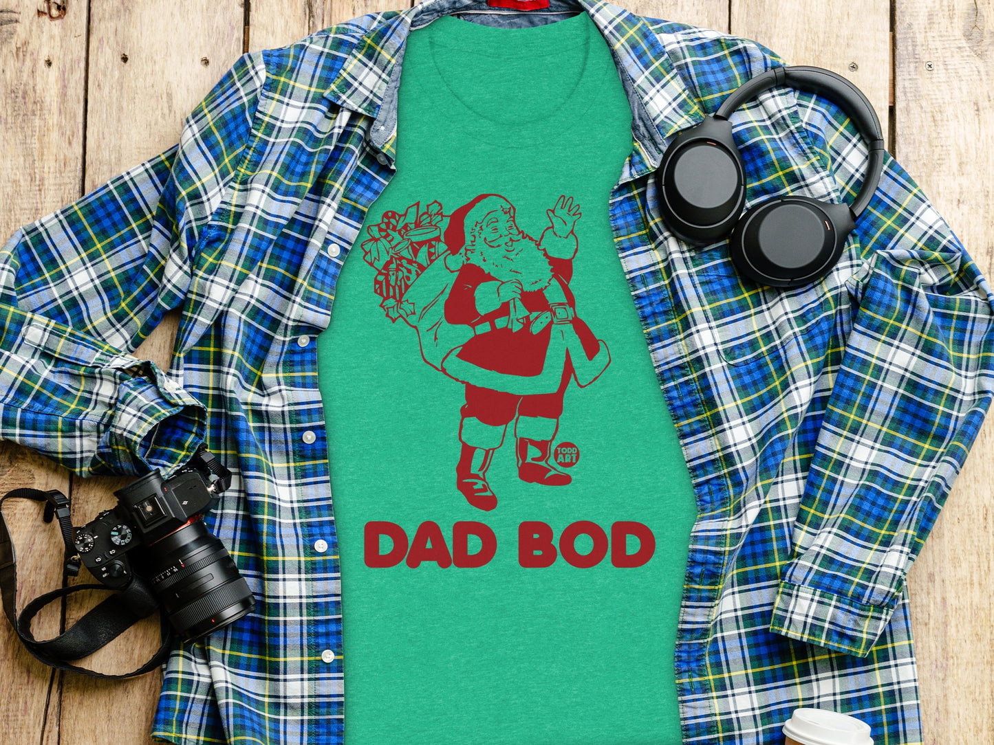 Dad Bod Santa Design Fun Graphic Tee Shirt product type