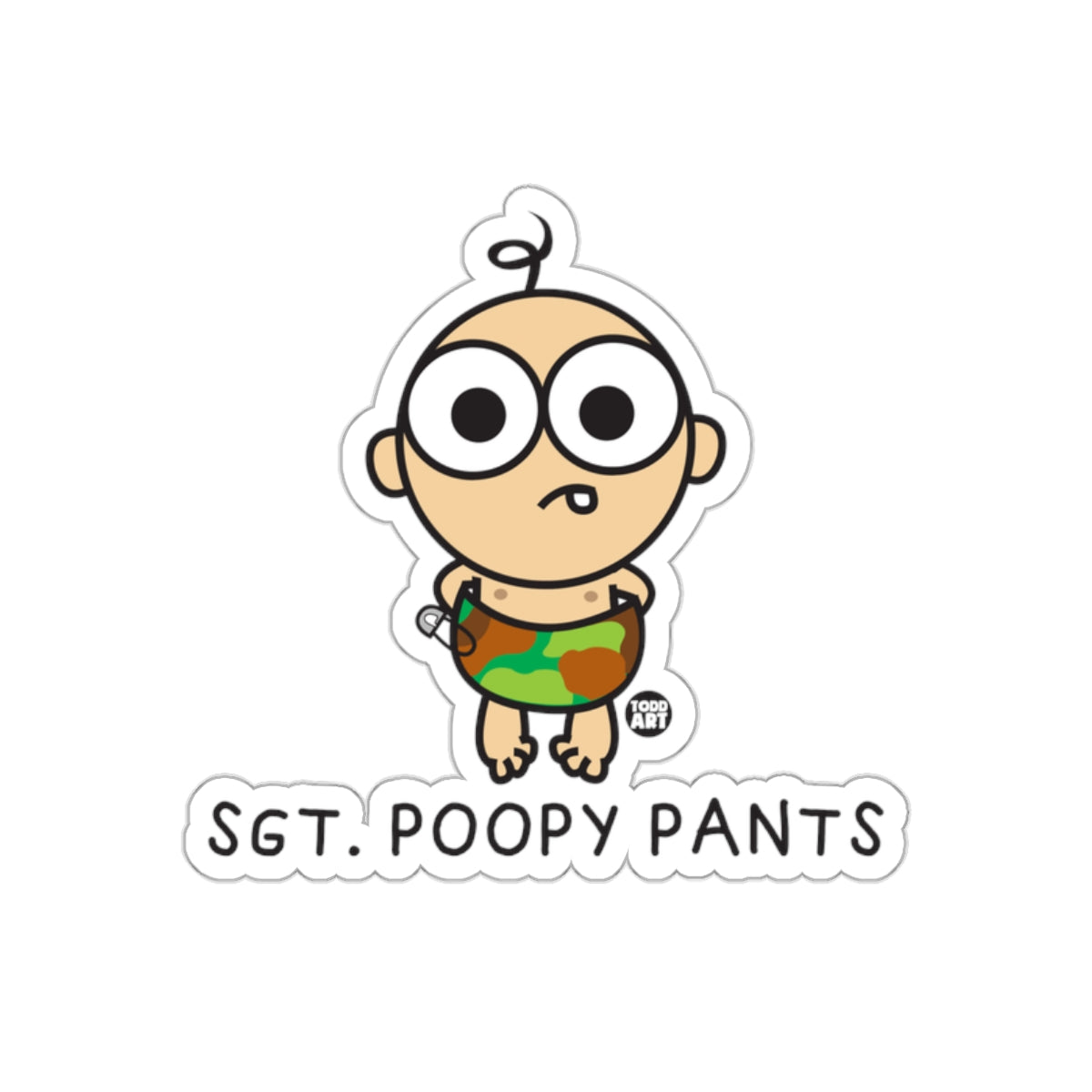 Sgt. Poopy Pants Funny Cartoon Character Sticker