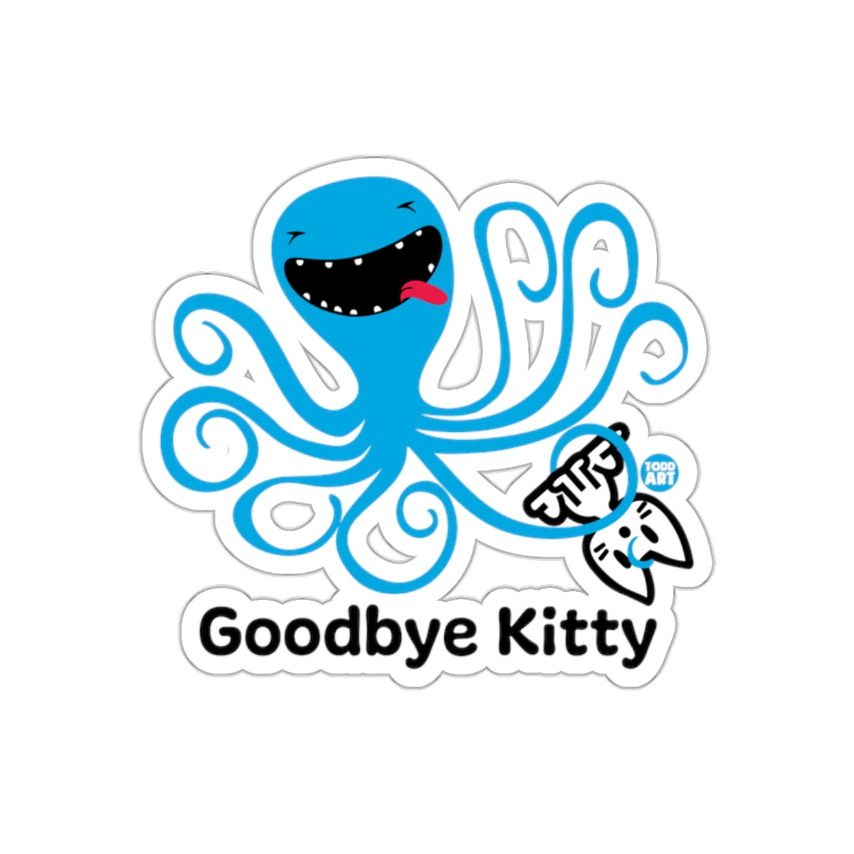 Goodbye Kitty Octopus Cartoon Funny Colorful Stickers