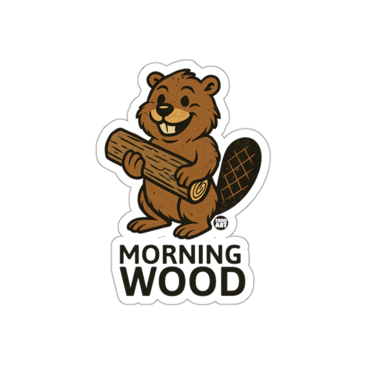 Morning Wood Beaver Cartoon Sticker Fun Graphic