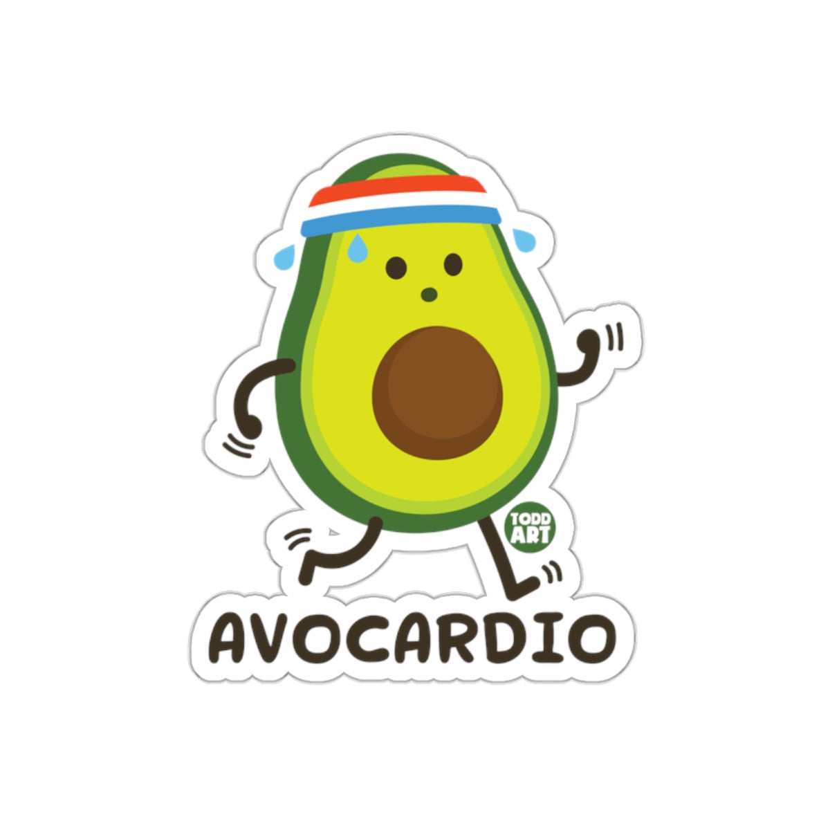Avocardio Cute Running Avocado Sticker Design