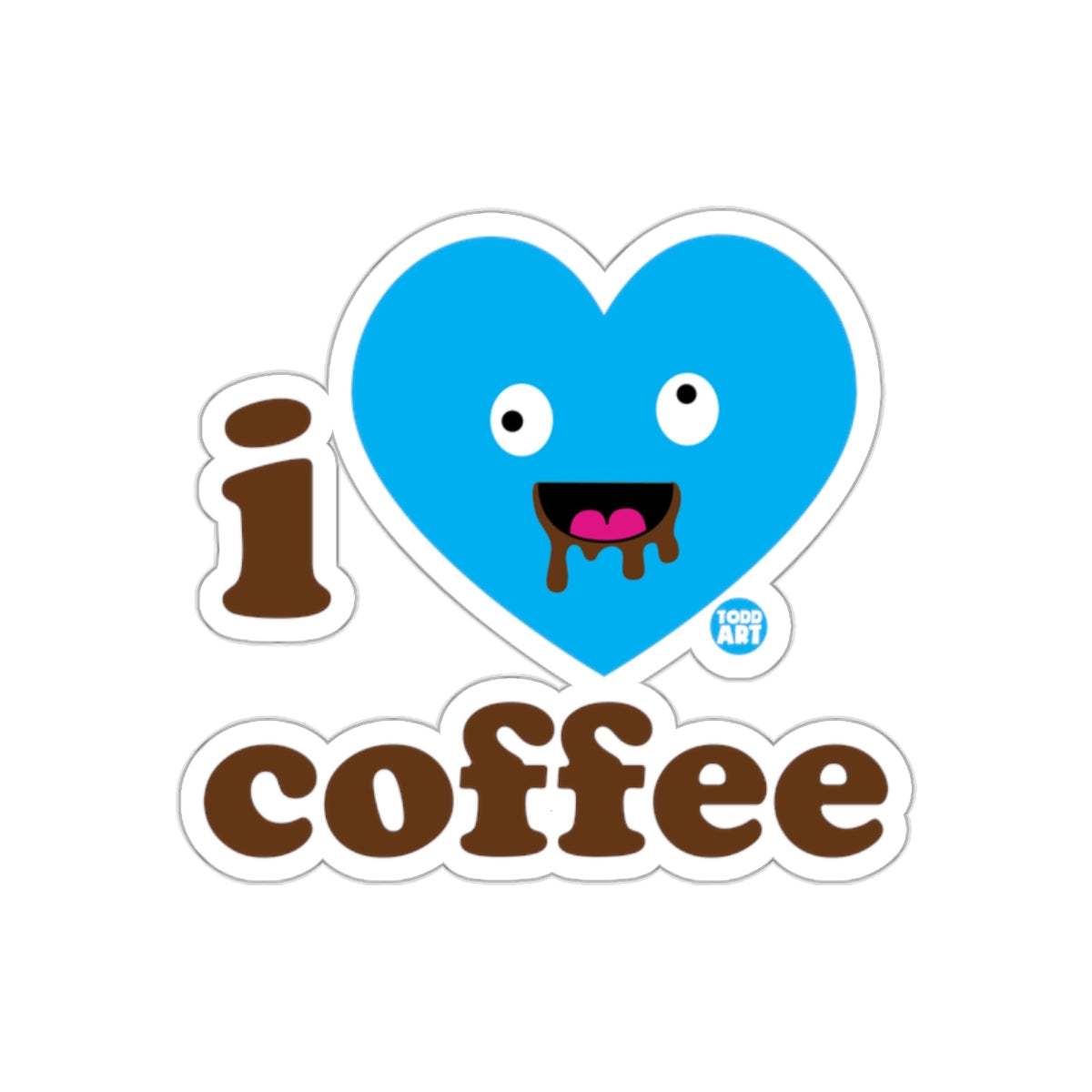 Cute I Love Coffee Blue Heart Funny Sticker