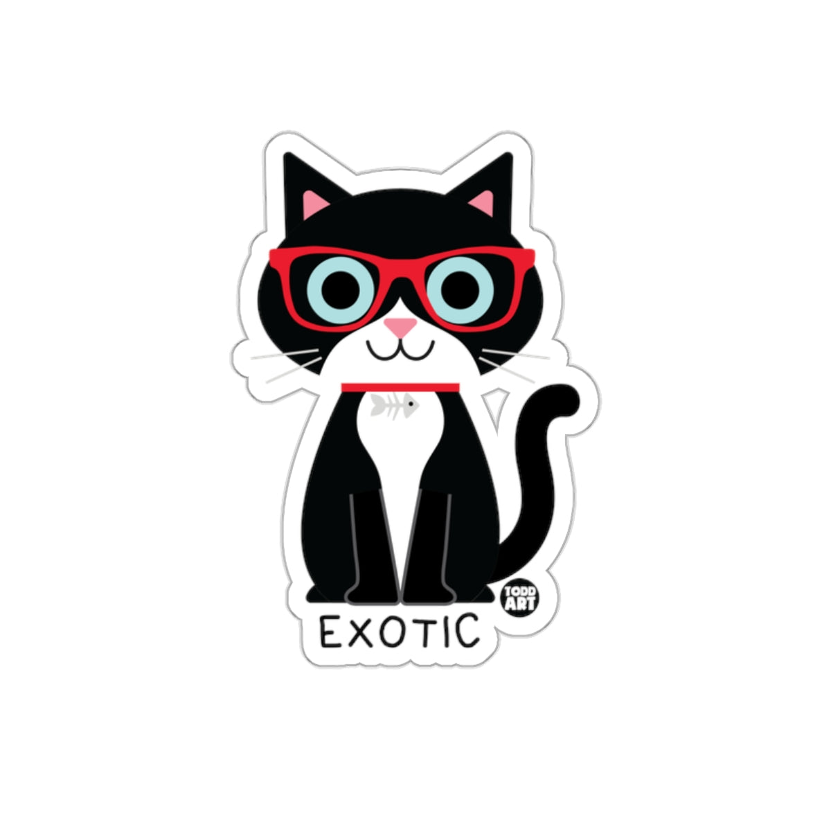 Exotic Cat Wearing Glasses Todd Art Sticker