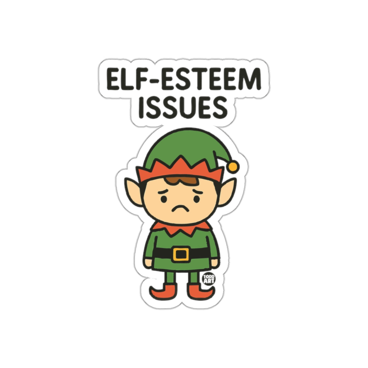 Elf-Esteem Issues Cute Sad Elf Character Sticker