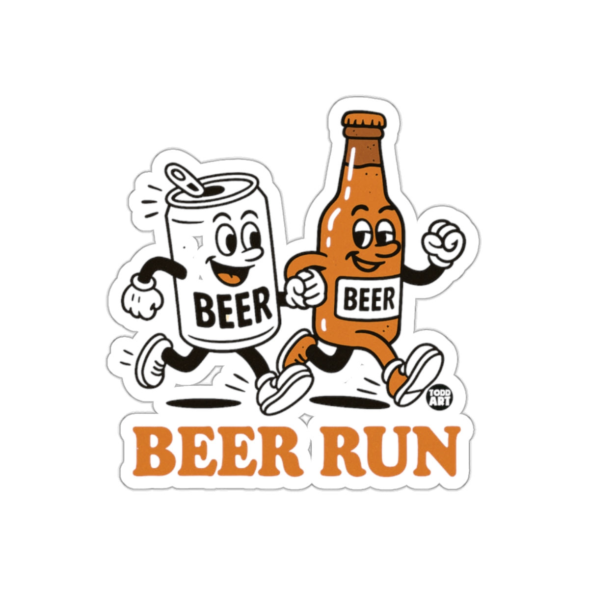 Beer Run Sticker with Cartoon Characters