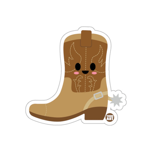 Cute Smiling Cowboy Boot Sticker for Kids and Adults