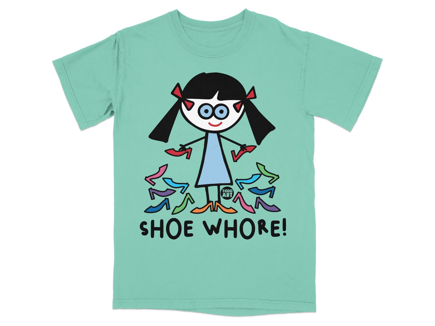 Shoe Whore Cartoon Character T-Shirt