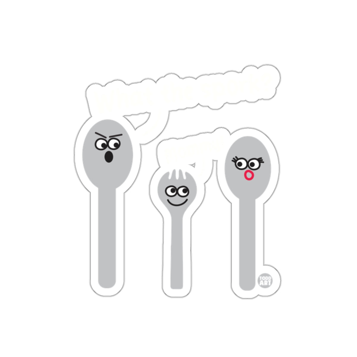 Cute Spoon Family Sticker with Adorable Faces Design
