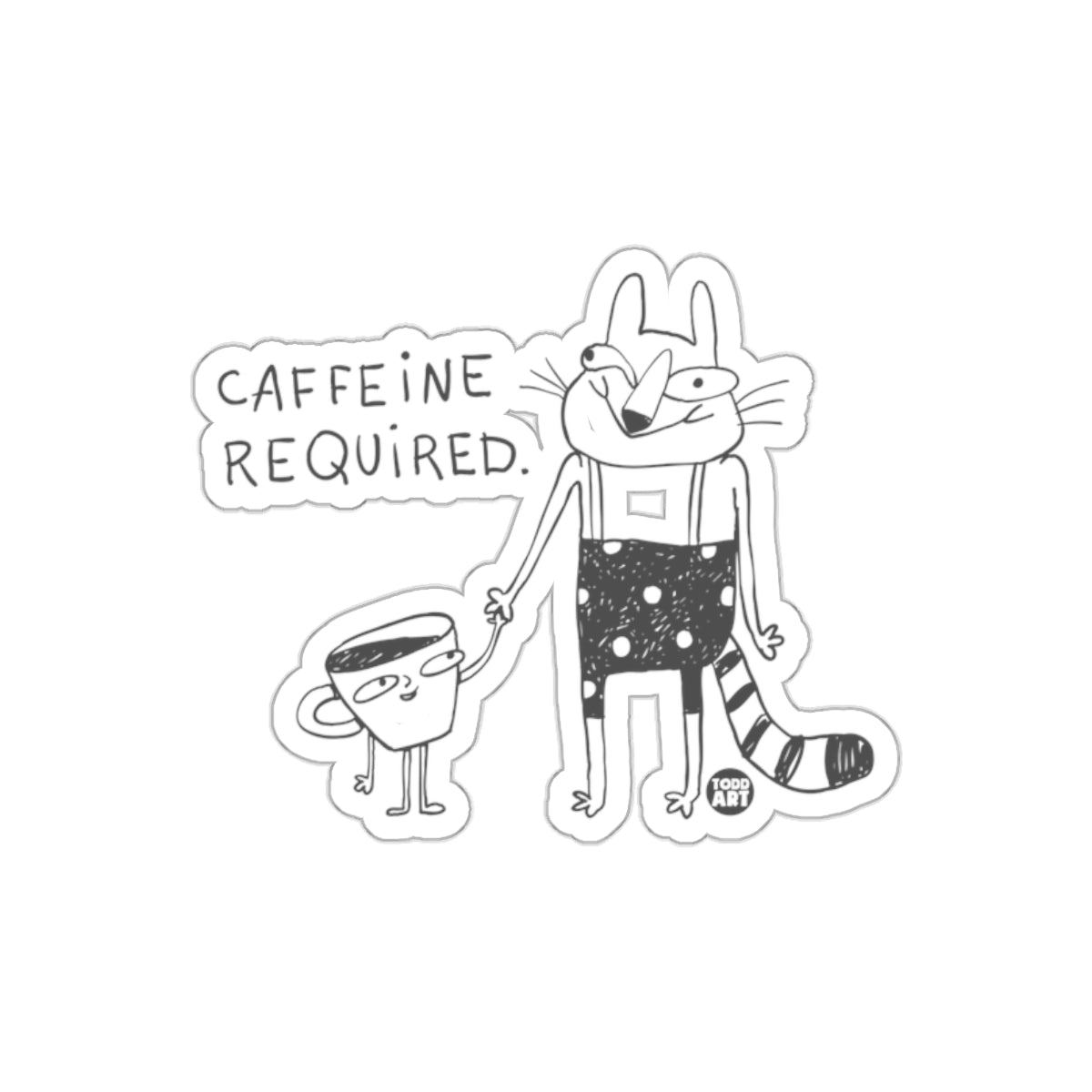 Caffeine Required Funny Animal Illustration Art Stickers