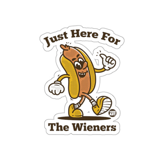 Just Here For The Wieners Funny Sticker Design