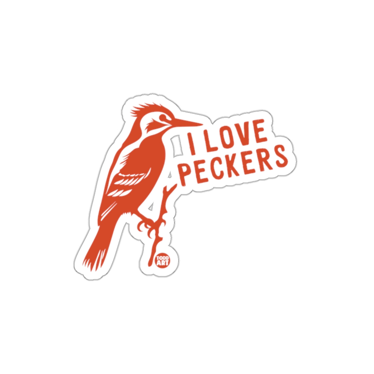 I Love Peckers Red Bird Design Sticker