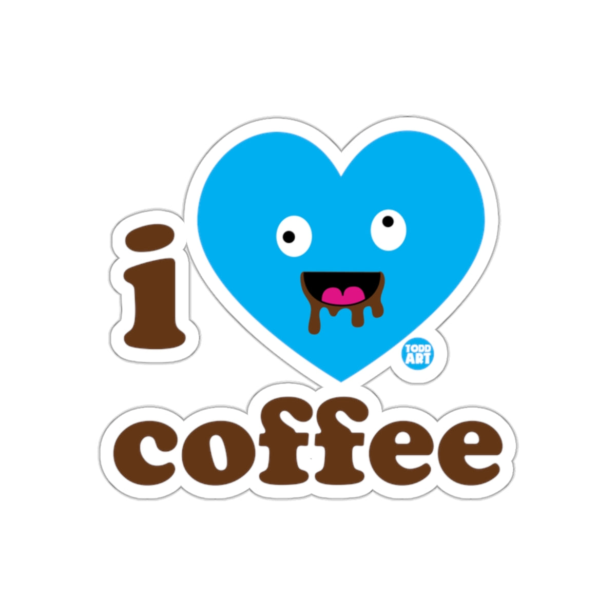 I Love Coffee Cute Smiley Heart Design Sticker